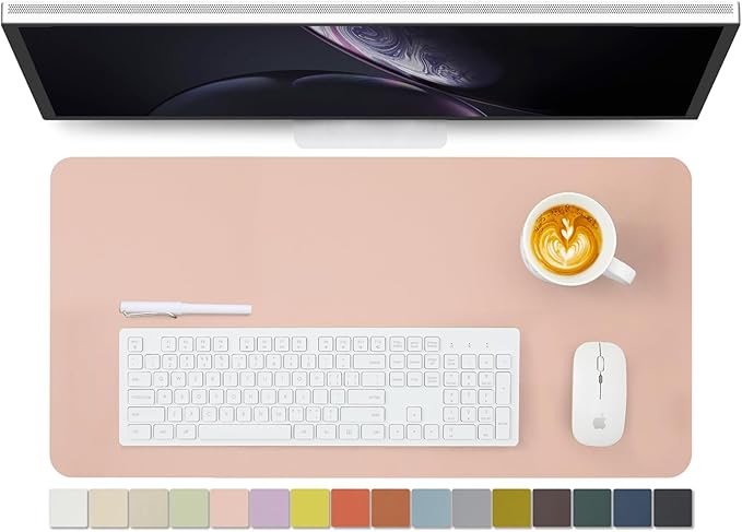 Leather Desk Mat - Non-Slip PU Desk Pad for Office and Home - Desk Organization and Accessories - Ideal for Large Mouse Pad and Desk Mats on Top of Desks (Pink,27.6"x 13.8")