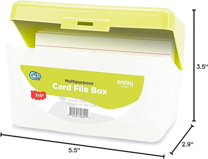 Enday Index Card Holder Green, 3x5 Note Flash Card Organizer Case, Index Card File w/flip top, Notecard Recipe, Holder, Holds 250 Cards, (36 Pieces)