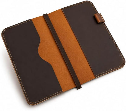 A5 Leather journal cover, Refillable Journal Cover for Large and Medium A5, Leather Handmade Notebook Cover, 5.75 x 8.25 Inches Leather Bound Journal (Brown)