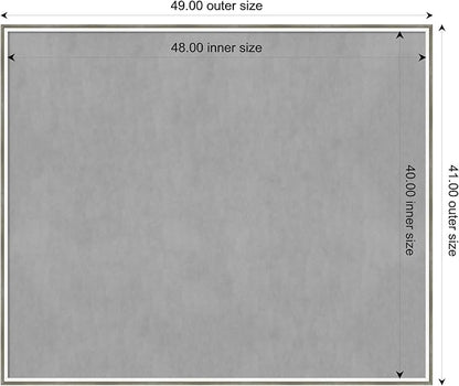 Amanti Art Silver Framed Magnetic Board 41x49 Oversize Vision Board for use with Magnets, 100% Metal Sheet to Display Items as Office Decor or for Home Organization in mudroom, Kitchen or Kids Room