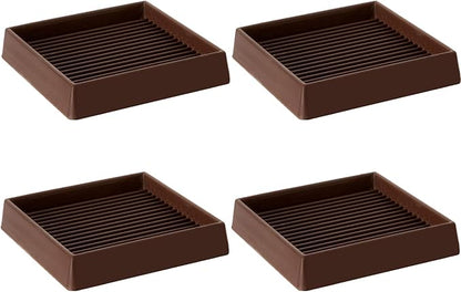 VOCOMO 4X4 Rubber Caster Cups, Non Slip Furniture Pads, Anti-Slip Gripper, Anti Skid Furniture Feet, Anti Slide Floor Protector for Bed Couch Stoppers (Brown, 4 Pack)