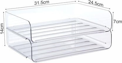 Zyners 2 Pack Stackable Desk Letter Paper Tray, A4 Clear Plastic Desk File Organizer Letter Tray, Desktop File Paper Organizer with Anti-Skid Design for Office Desktop