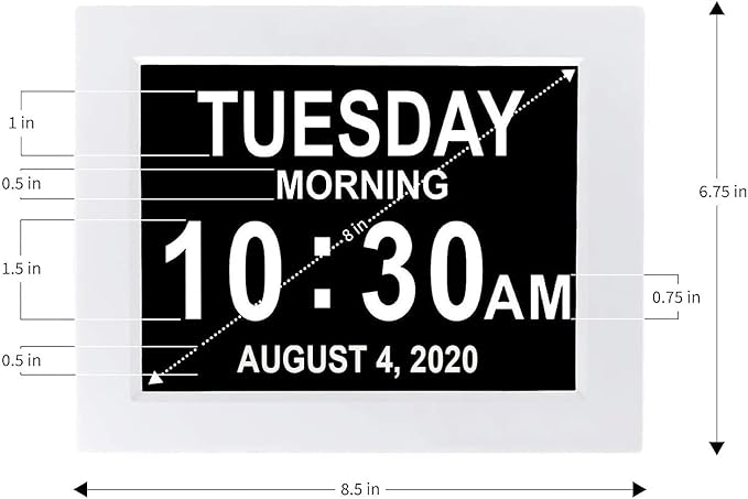 American Lifetime 【New 2025】 Dementia Digital Clock for Seniors, Large Display with Custom Alarms, Clock with Day & Date for Elderly, Large Number Digital Clock White