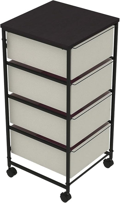CASUNER Small Cabinet with Drawers Rolling 4 Drawer Mobile File Cabinet for Home Office Storage and Organization, Fabric Vertical Under Desk Storage for A4/Letter Files(