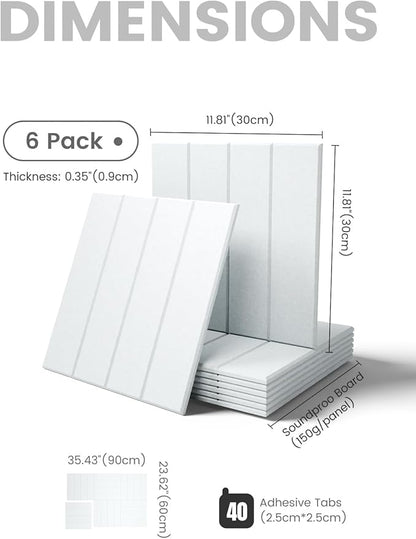 Large Felt Bulletin Board 36"x24" Cork Board Alternative - 6 Pack with 40 Safe Removable Adhesive Tabs, Cork Boards for Walls Cork Board for Home Office Classroom Pin Board-Cold White