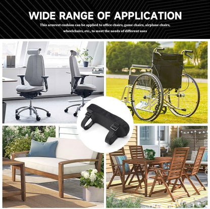 2Pcs Black Thickened Office Chair Armrest Pads to Relieve Forearm Pressure, Suitable for Office Chairs, Wheelchairs, Comfortable Gaming Chairs