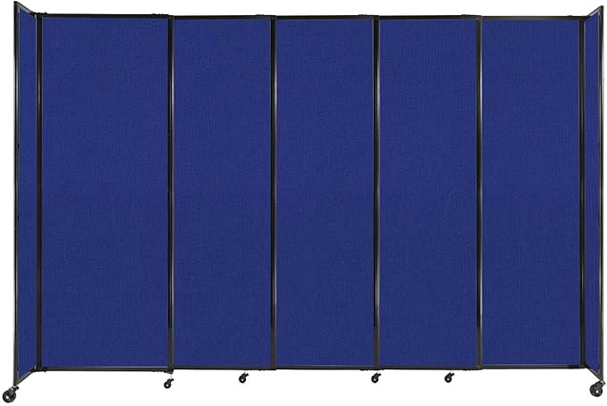 Versare Straightwall Sliding Portable Wall Partition | Freestanding Office Dividers | Locking Wheels | Temporary Room Separator | 11'3'' Wide x 7'6'' Tall Royal Blue Fabric Panels