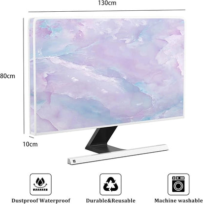 Baocicco Violet Marble Waterproof 55 Inch TV Dust Cover Anti-Static Dustproof Abstract Creative Desigen Television Accessories TV LCD Screen Texture TV Decoration for LED LCD OLED TVs