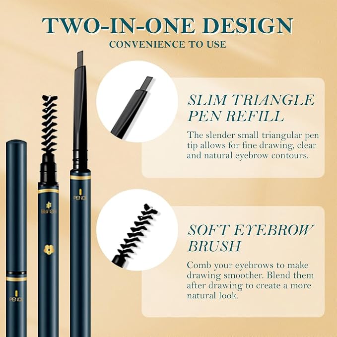 FeiCuiYun 5 Pcs Eyebrow Pencils for Women, Waterproof Professional Makeup Micro Brow Pencil, Grey Brow Kit with Eyebrow Brush, Ultra-Fine Mechanical Pencil, Vegan&Cruelty-Free (C04#Grey)