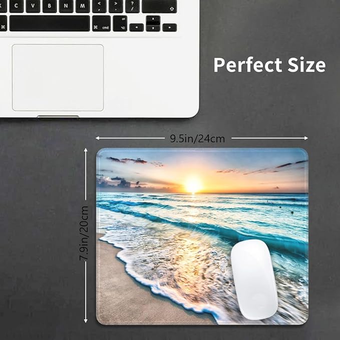 CANFLASHION Gaming Map Mouse Pad,Cusetom Small Mousepad with Designs,Non-Slip Rubber Base Gaming MousePads for Computers Laptop Office,9.5"x7.9"x0.12"(240mmx200mmx3mm),Beautiful Sunrise Beach