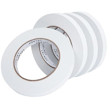 LELADY Double Sided Tape 1/2 Inch x 40 Yards- 4 Rolls Double-Sided Adhesive Sticky Tape, High Adhesive Double-Sided Tape, for Arts, Crafts, Office School Stationery Supplies
