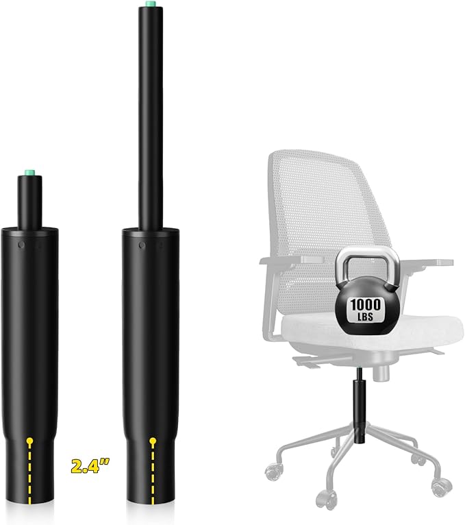 9 Inches to 15 Inches Short Office Chair Cylinder Replacement, 5.5" Stroke, Heavy Duty 1000 lbs, Lower the Seat Height by 2", Fits for Office Chair High Base Short Person, Class4 (Sinking 2.4")