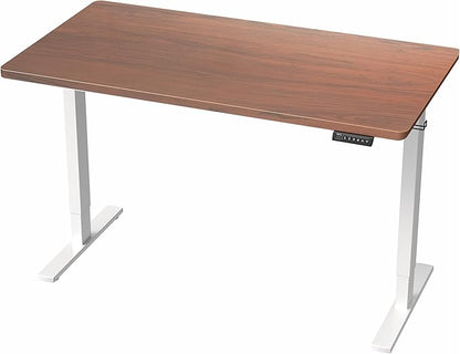 VIVO Electric 43 x 24 in Standing Desk, Memory Height Adjustment, 1B Series, Holds 220 lbs, One-Piece Dark Walnut Top, White Frame, DESK-KIT-1W4D