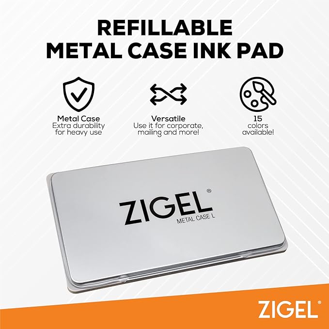 Metal Case Stamp Pad Large Size, Black Color - Size: 3" x 6" - Choose from 15 Ink Colors