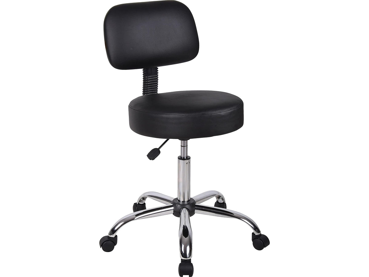 B245-BK Be Well Medical Spa Stool with Back, Black