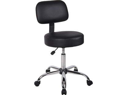 B245-BK Be Well Medical Spa Stool with Back, Black