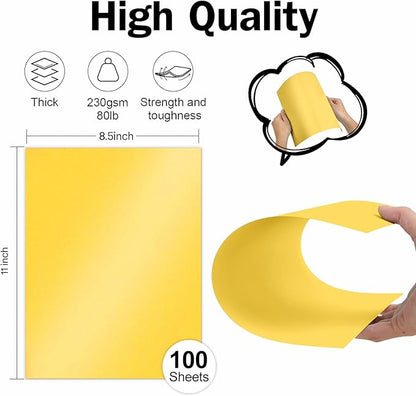 Double Sided Gold Cardstock 8.5 x 11 Metallic Paper, Goefun 100 Sheets 80lb Shimmer Card Stock for Printing, Copy, Invitations, Card Making