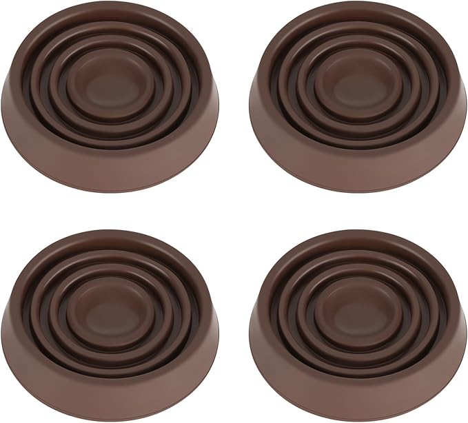 Furniture Coasters, 1.5X1.5 Rubber Caster Cups Non Slip Furniture Pads Non Skid Furnitures Grippers Anti Slide Floor Protector for Bed Couch Table Chair Stoppers - 4 Pack, Brown