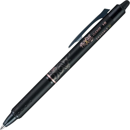 Pilot® FriXion® Ball Clicker Erasable Retractable Gel Pens, Pack of 3, Bold Point, 1.0 mm, Black Barrels, Black Ink