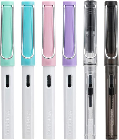Lanxivi Calligraphy Fountain Pen Set, 6 Assorted Tip Sizes and Color for Art Drawing and Writing Signature