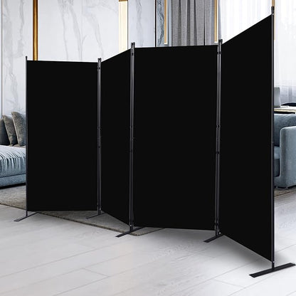 CHOSENM Room Divider, 4 Panel Folding Privacy Screens with Wider Support Feet, 6 Ft Portable Room Partition for Room Separator, 136" W X 71" H, Black