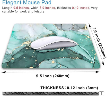 IMAYONDIA Turquoise Marble Mousepad, Computer Mouse Pad Teal, Luxury Swirl Mice pad for Computer, Non-Slip Rubber Modern Ink Art Green Mouse Pads for Laptop Desk Women Office Desktop, 9.5 X 7.9 Inch