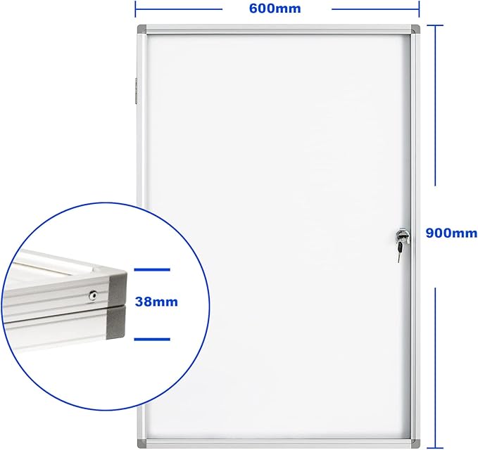 BIBOC 36x24 Inches Lockable Bulletin Boards White Board Frame Enclosed Display Case,with Magnets,for School Message Notice Whiteboard