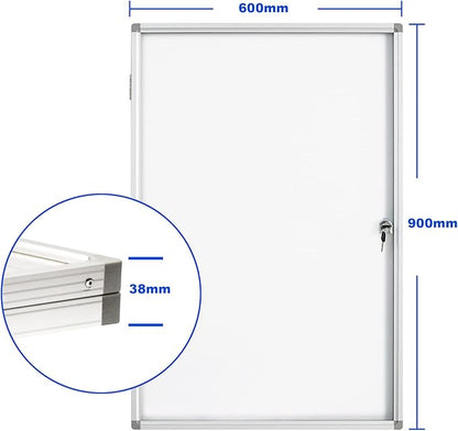 BIBOC 36x24 Inches Lockable Bulletin Boards White Board Frame Enclosed Display Case,with Magnets,for School Message Notice Whiteboard