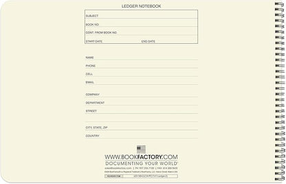 BookFactory Accounting Ledger Notebook/Large 2 Column Accounting Ledger Columnar (Two Columns) Log Book - 17'' x 11'', 100 Pages, Wire-O Landscape Format (Made in USA)