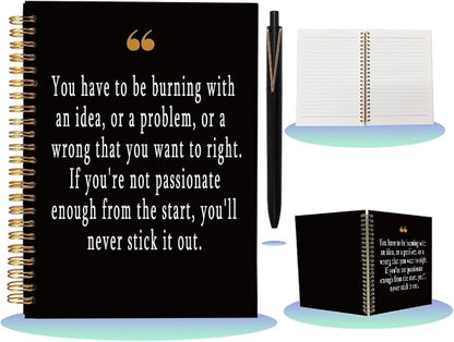 Inspirational Notebook with Pen Set, A5 College Ruled Spiral Journal, Black and Gold Office Supplies, Appreciation Gifts for Coworker Leaving, New Job, Graduation, 80 Sheets