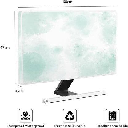 Baocicco Abstract Watercolor Waterproof Computer Monitor Cover 26, 27, 28 Inch Cyan Marble Dip Dyeing Dust Proof Monitor Covers for Computer Screen Anti-Static Dustproof Protective，Mint Green
