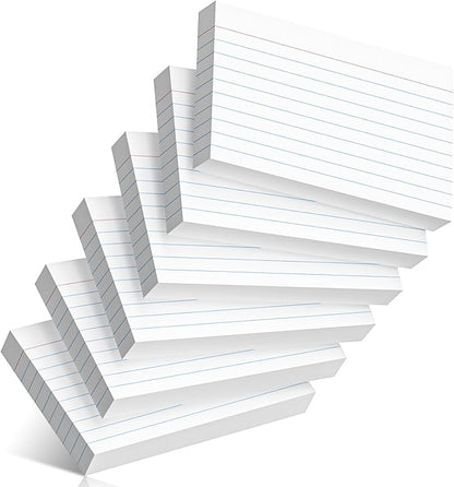 300 Count Index Cards 3 x 5 Inch Ruled White Index Cards, Flash Cards College Ruled for School, College, Office and Home Organization, Durable Study To Do List Note Cards with Ruled Lines
