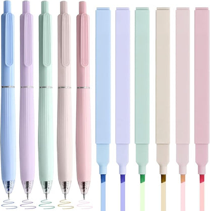 Bible Highlighters and Pens No Bleed, 6 Cute Highlighters and 5 Colored Ink Pens for Bible Study, Aesthetic Bible Pens and Highlighters Set for Note Taking Journaling Supplies, 11 Pack