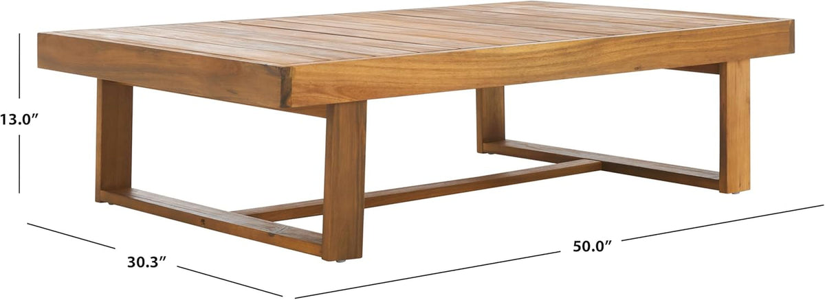 Outdoor Collection Duncan Natural Brown Slatted Top Solid Wood Coffee Table
