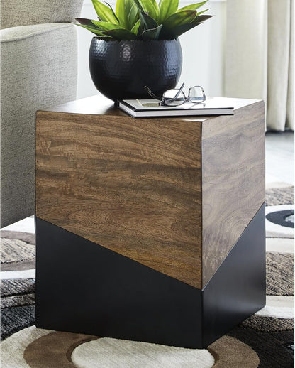 Eclectic Accent End Table, Brown & Gunmetal