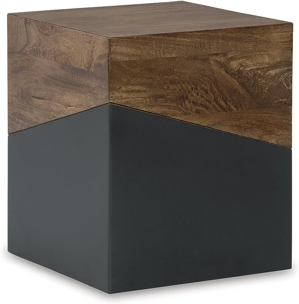 Eclectic Accent End Table, Brown & Gunmetal