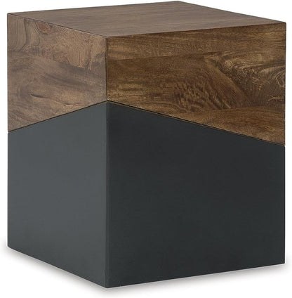 Eclectic Accent End Table, Brown & Gunmetal