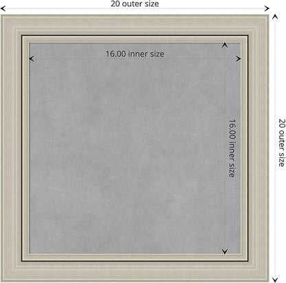 Amanti Art Silver Framed Magnetic Board 20x20 Small Vision Board for use with Magnets, 100% Metal Sheet to Display Items as Office Decor or for Home Organization in mudroom, Kitchen or Kids Room