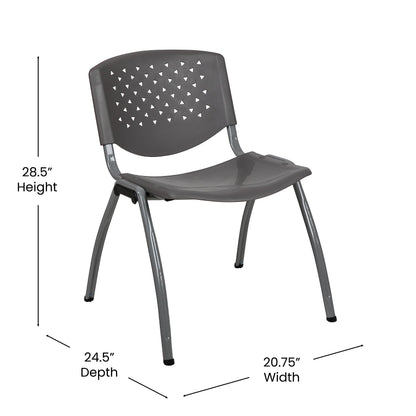 5 Pack 880 lb. Capacity Gray Plastic Stack Chair | Comfortable Seating with Durable Design