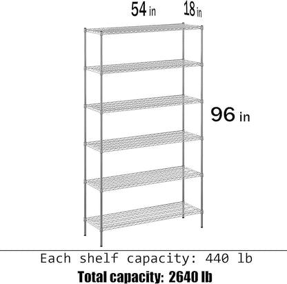 Regal Altair 18" Deep x 54" Wide x 96" Height Wire Shelving Kit | 6-Tier | NSF Commercial Storage Rack Unit