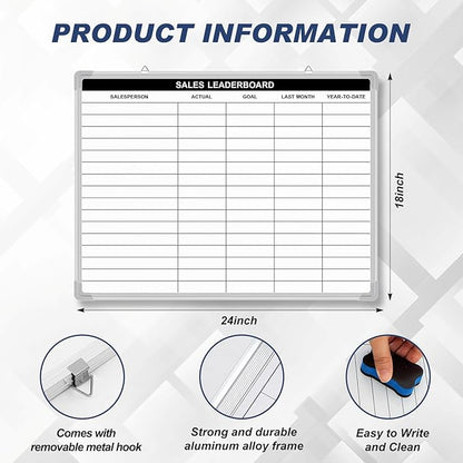 Lined Whiteboard Blank Grid Aluminum Frame Dry Erase Board Reusable Wall Mounted Board for Scheduling, to Do Lists Weekly Planning Home Work (24 x 18 Inch,Sales Ranking List)