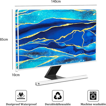 Baocicco Royal Blue Marble Waterproof TV Cover 58, 59, 60 Inch Creative Design Monitor Accessories Laptop TV LCD Screen Television Decoration for Tablet LED LCD OLED TVs Decorations