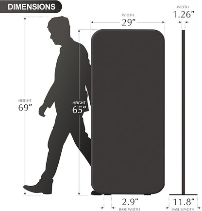 DECOLAB Room Divider Panel, Standing Privacy Partition Dividers for Office, Studio Apartment, Classroom, Home, Restaurant, Scratch Resistance, 29"x65", Iron