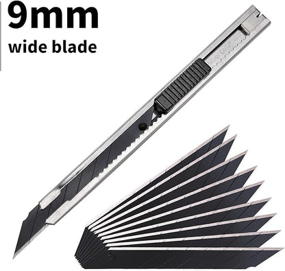 Gomake 9mm Utility Knife Replacement Blades,30 Degree Snap Off Carbon Steel Blades for Retractable Cutting Knives, Hobby, Craft Knife, Box Cutter 100PCS-Black