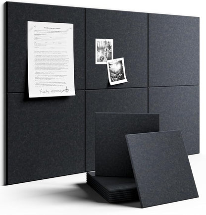 Fluxynara Large Felt Bulletin Board 36" x 24" Cork Board Alternative-6 Pack with 40 Safe Removable Adhesive Tabs, Cork Boards for Walls for Home Office Classroom Pin Board - Deep Charcoal Blue