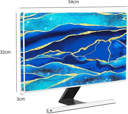 Baocicco Royal Blue Marble Waterproof Computer Monitor Dust Cover 22, 23, 24, 25 Inch Creative Design Monitor Accessories Laptop TV LCD Screen Monitor Decoration for Tablet Computer Decorations