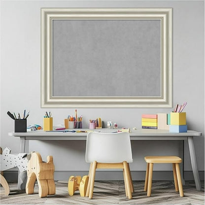 Amanti Art Silver Framed Magnetic Board 26x34 Medium Vision Board for use with Magnets, 100% Metal Sheet to Display Items as Office Decor or for Home Organization in mudroom, Kitchen or Kids Room