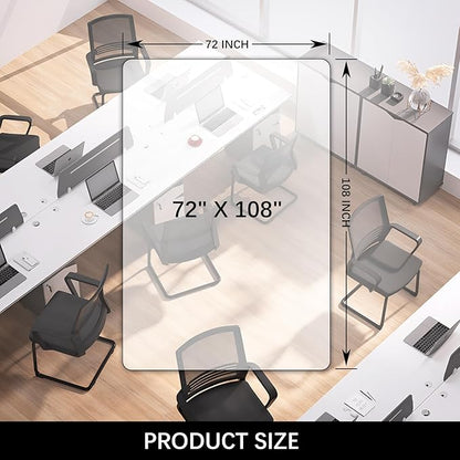 Kuyal Clear Chair Mat, Hard Floor Use, 6'×9' Transparent Office Home Floor Protector mat Chairmats (72" X 108" Rectangle)