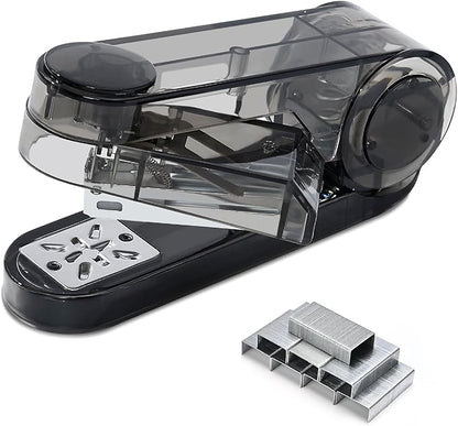 Temiary Swing-Arm Swivel Stapler with 400 Staples, 360 Degree Rotate Desktop Staplers for Booklet or Book Binding, 25 Sheet Capacity for Desk Classroom Office Supplies (Black)