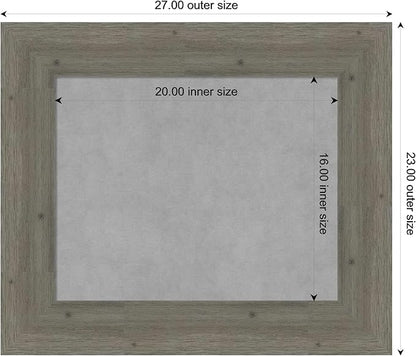 Amanti Art Grey Framed Magnetic Board 23x27 Small Vision Board for use with Magnets, 100% Metal Sheet to Display Items as Office Decor or for Home Organization in mudroom, Kitchen or Kids Room